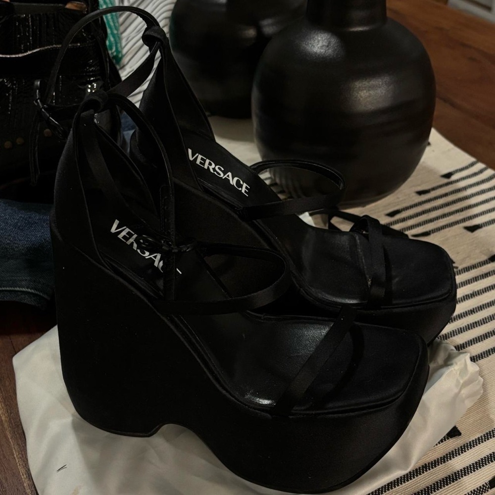 Versace Black Platform Heels